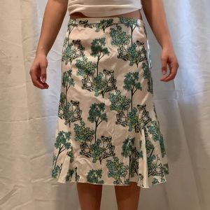 silk floral midi skirt